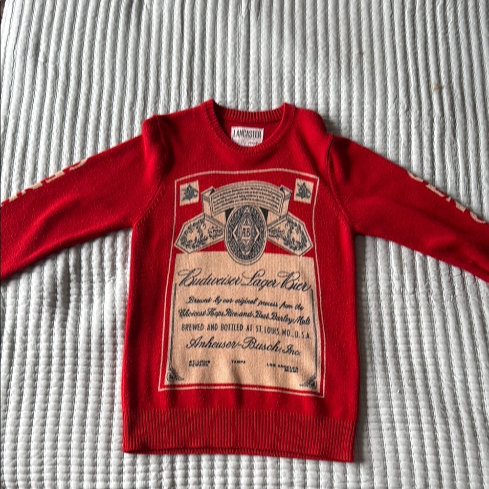 Budweiser Red and Tan Sweater by Anheuser-Busch